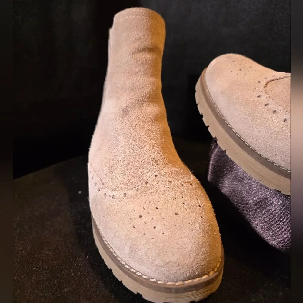 White Mountain Women's Suede Ankle Boots - Light Tan Size 10